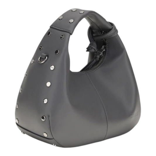 Ganni Mini Studded Hobo Bag Grey