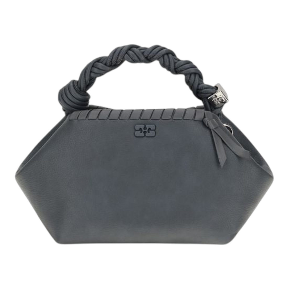 Bolso pequeño Ganni Bou azul de XT & Co con asa superior trenzada y silueta geométrica estructurada