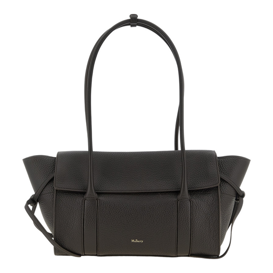 Bolso de hombro Mulberry Small Soft Bayswater en piel negra granulada con detalles anudados de XT & Co