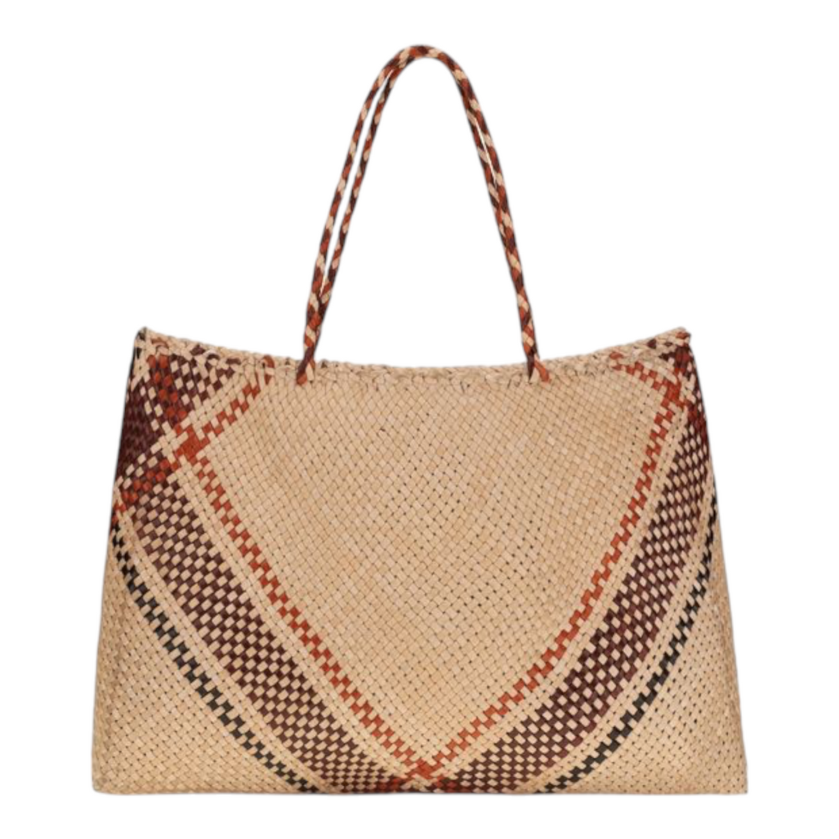 Bolso tote XT & Co de Dragon Diffusion en piel de cabra beige trenzada con diseño geométrico y asas largas