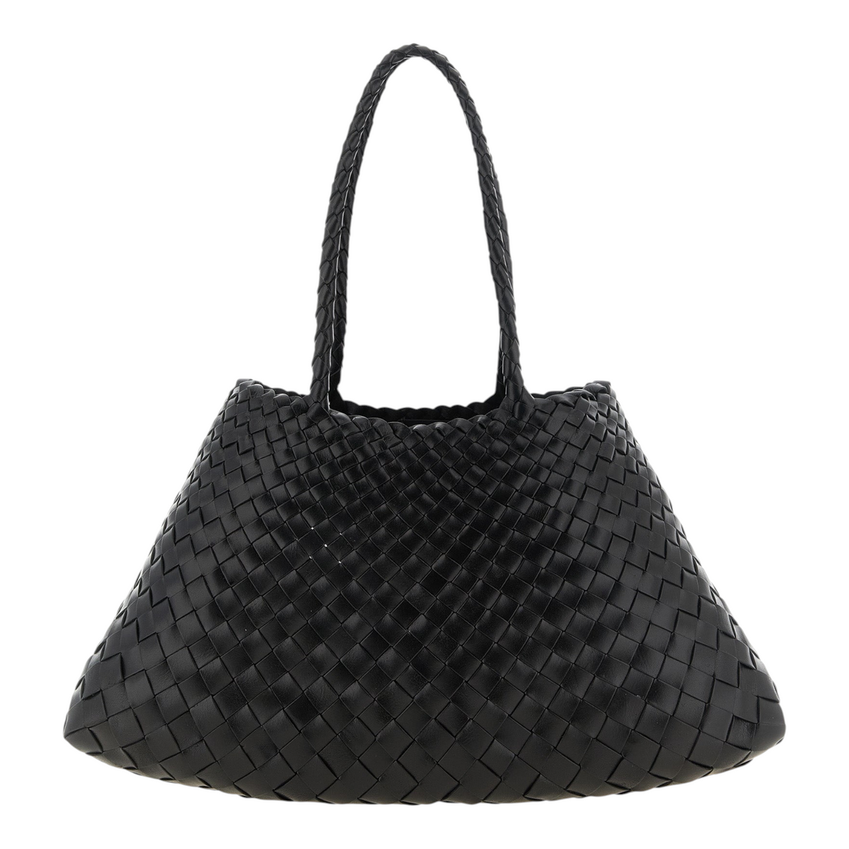 Bolso de hombro XT & Co Dragon Diffusion Santa Croce en piel de becerro negra con diseño trenzado artesanal