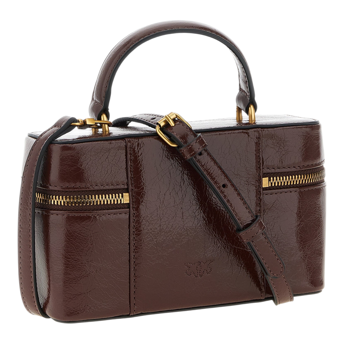 Bolso crossbody PINKO Vanity Soft de XT & Co en piel de becerro brillante color burdeos con detalles dorados
