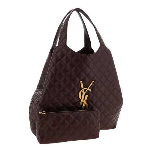 Saint Laurent Icare Maxi Bolso Tote Marrón Rojo