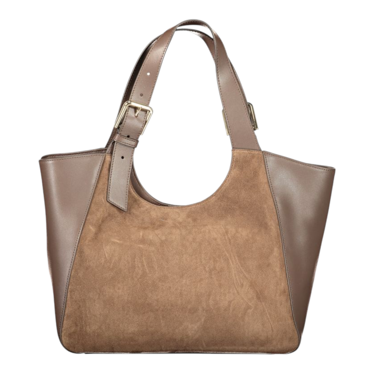 Bolso tote Furla Dora M de XT & Co en cuero marrón con paneles de ante y asas ajustables con hebilla