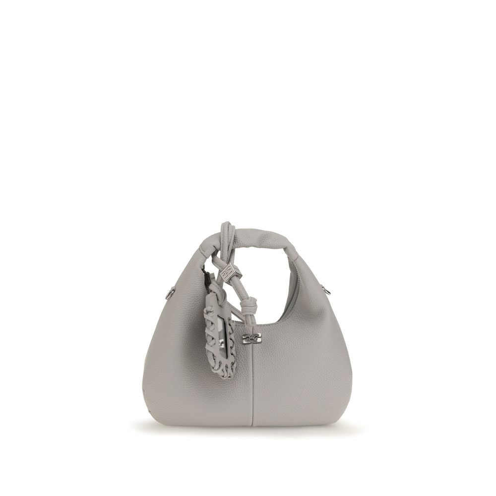 Ganni Gray Mini Hobo Crossbody Bag