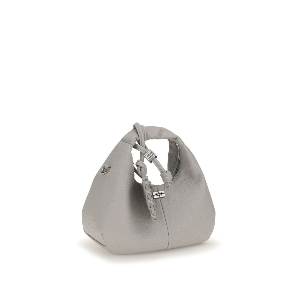 Ganni Gray Mini Hobo Crossbody Bag
