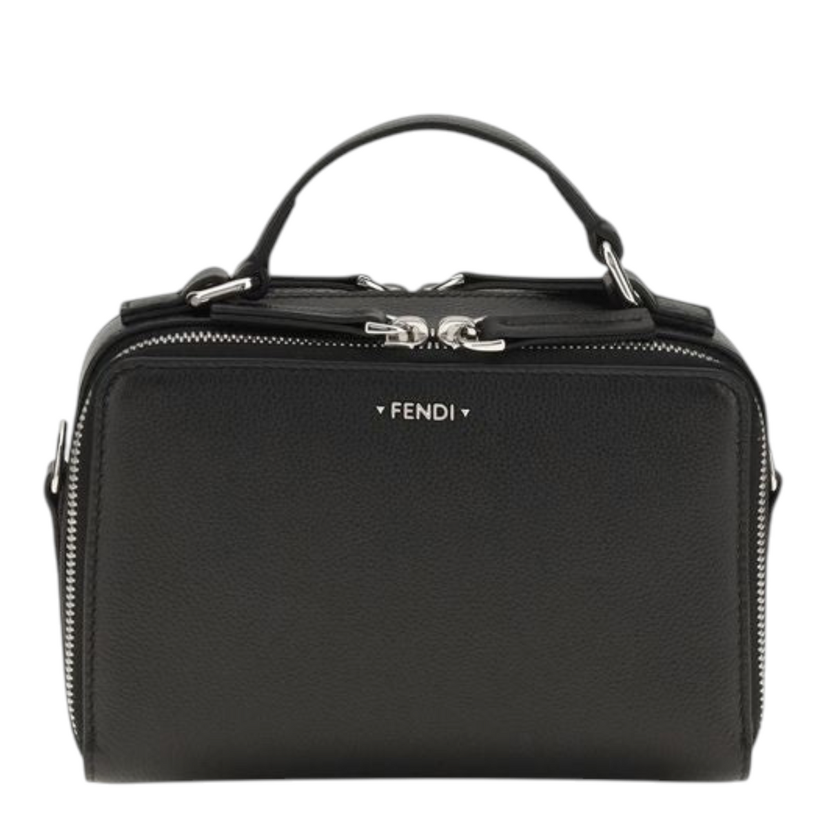 Bolso para móvil Fendi de XT & Co en piel de becerro negra granulada con cremallera doble y detalles metálicos Cuneo.
