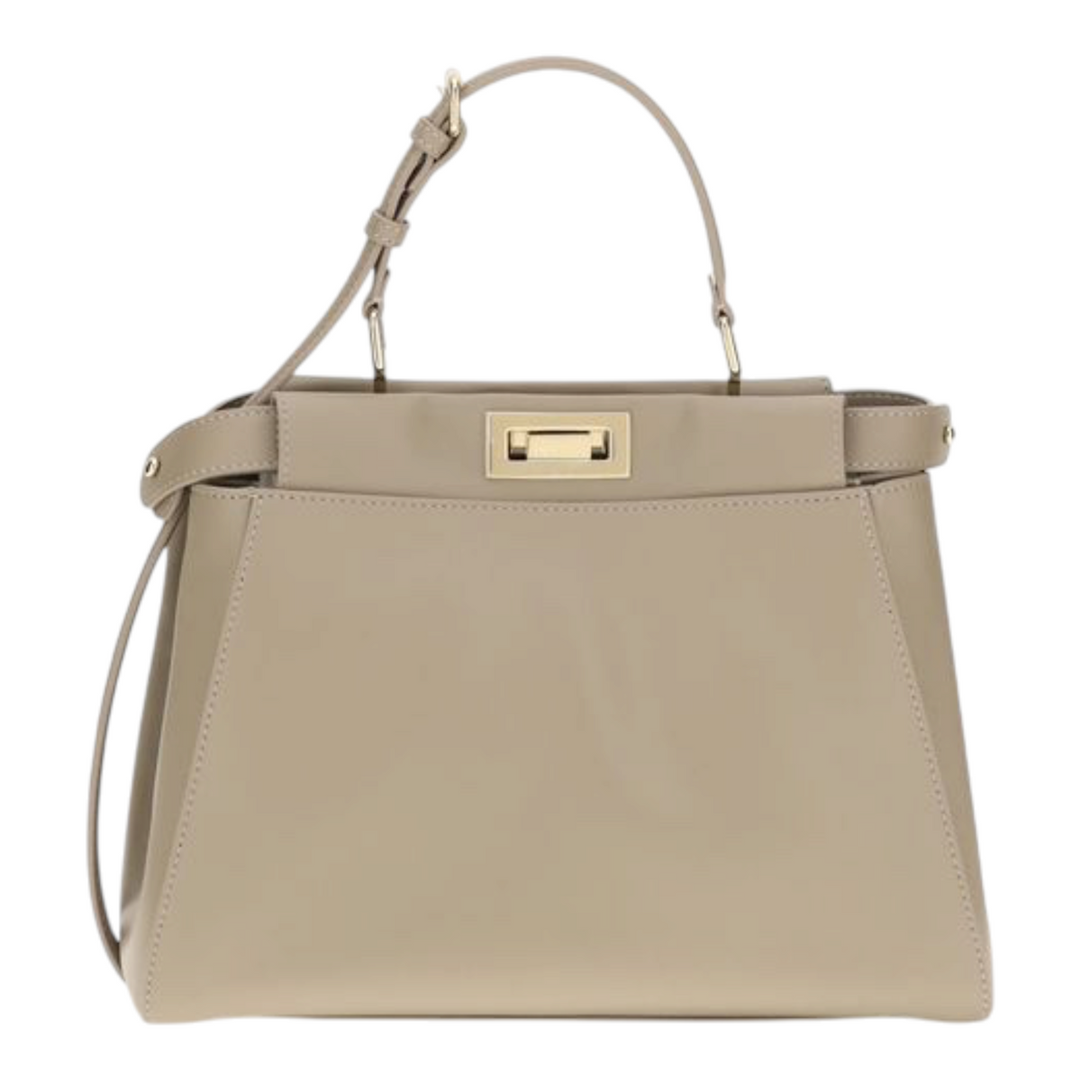 Bolso XT & Co My Peekaboo Small en piel beige con cierre de giro y herrajes dorados