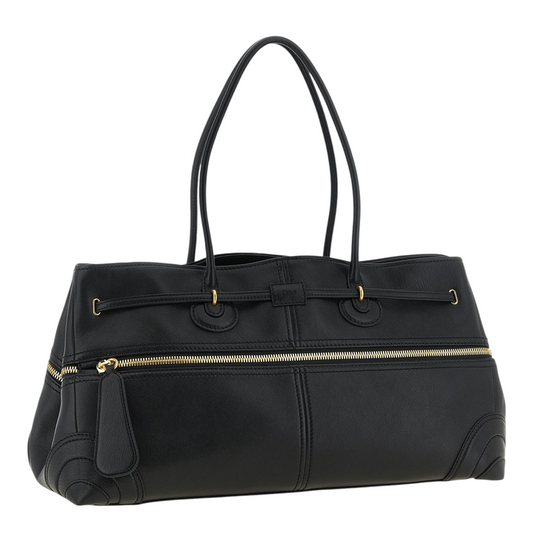 Bolso de hombro Chloé Paddington negro de piel de cordero con cremallera frontal y detalles dorados de XT & Co