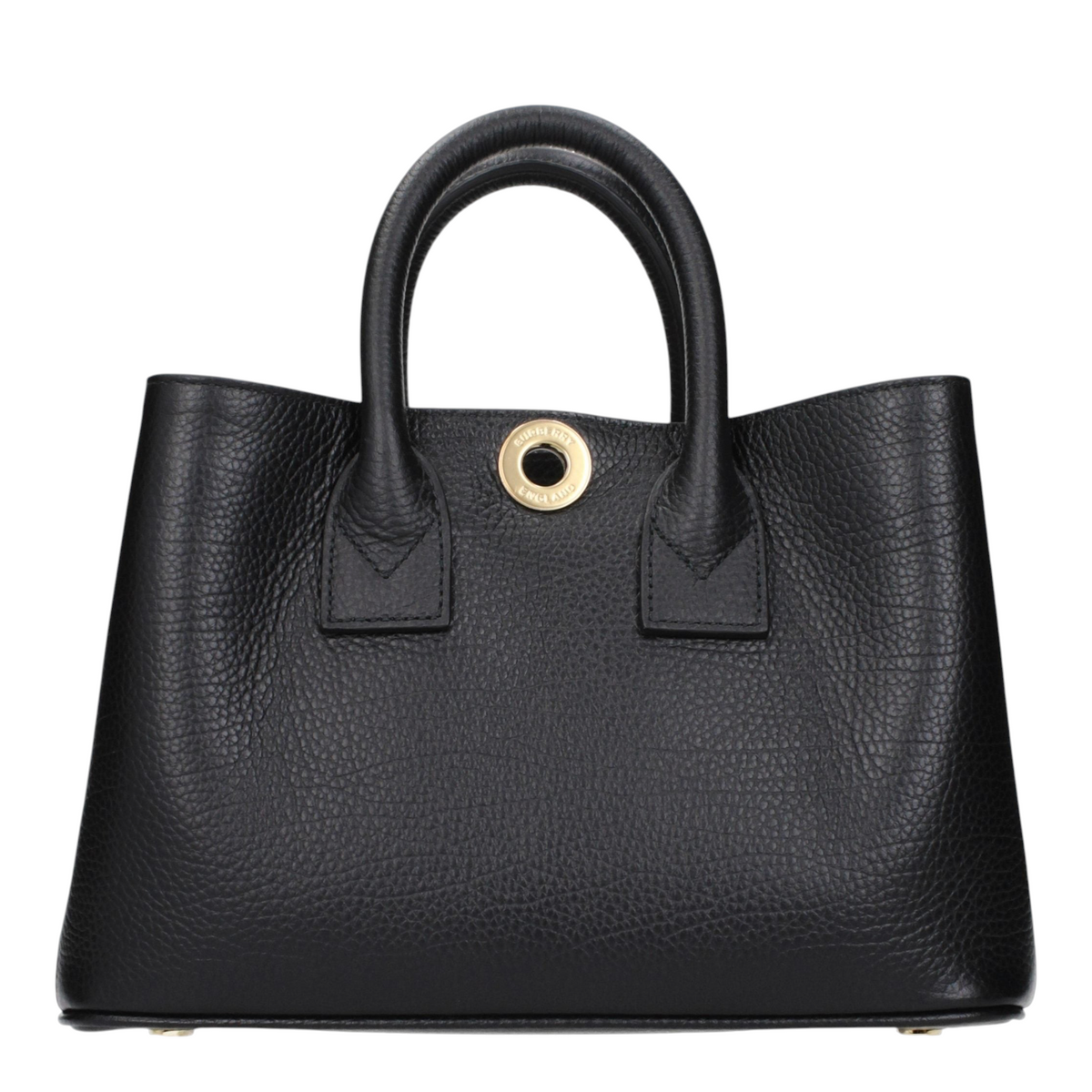 Bolso tote Bermondsey de XT & Co en piel de becerro negra granulada con herrajes dorados y cierre de giro grabado.