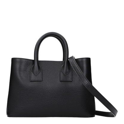Bolso tote Bermondsey de XT & Co en piel de becerro granulada negra con asas superiores y correa ajustable