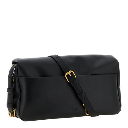 Bolso bandolera XT & Co Click Soft Classic de piel de cordero negra con hebilla dorada y correa ajustable