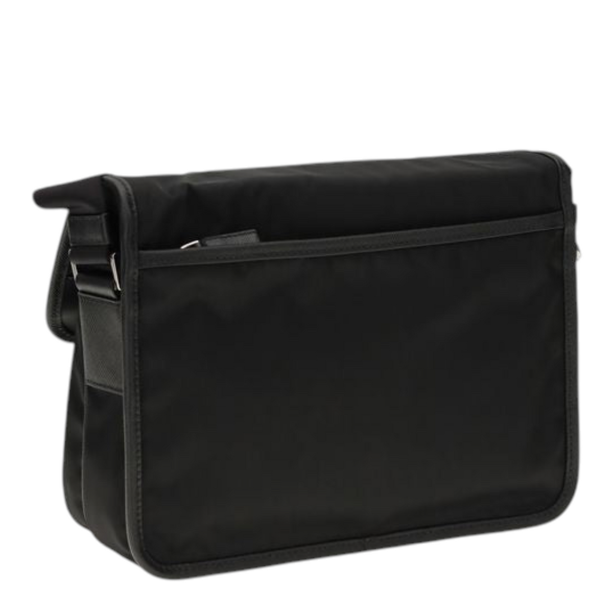Bolso de hombro XT & Co negro de Re-Nylon y piel Saffiano con bolsillo trasero con cremallera y solapa