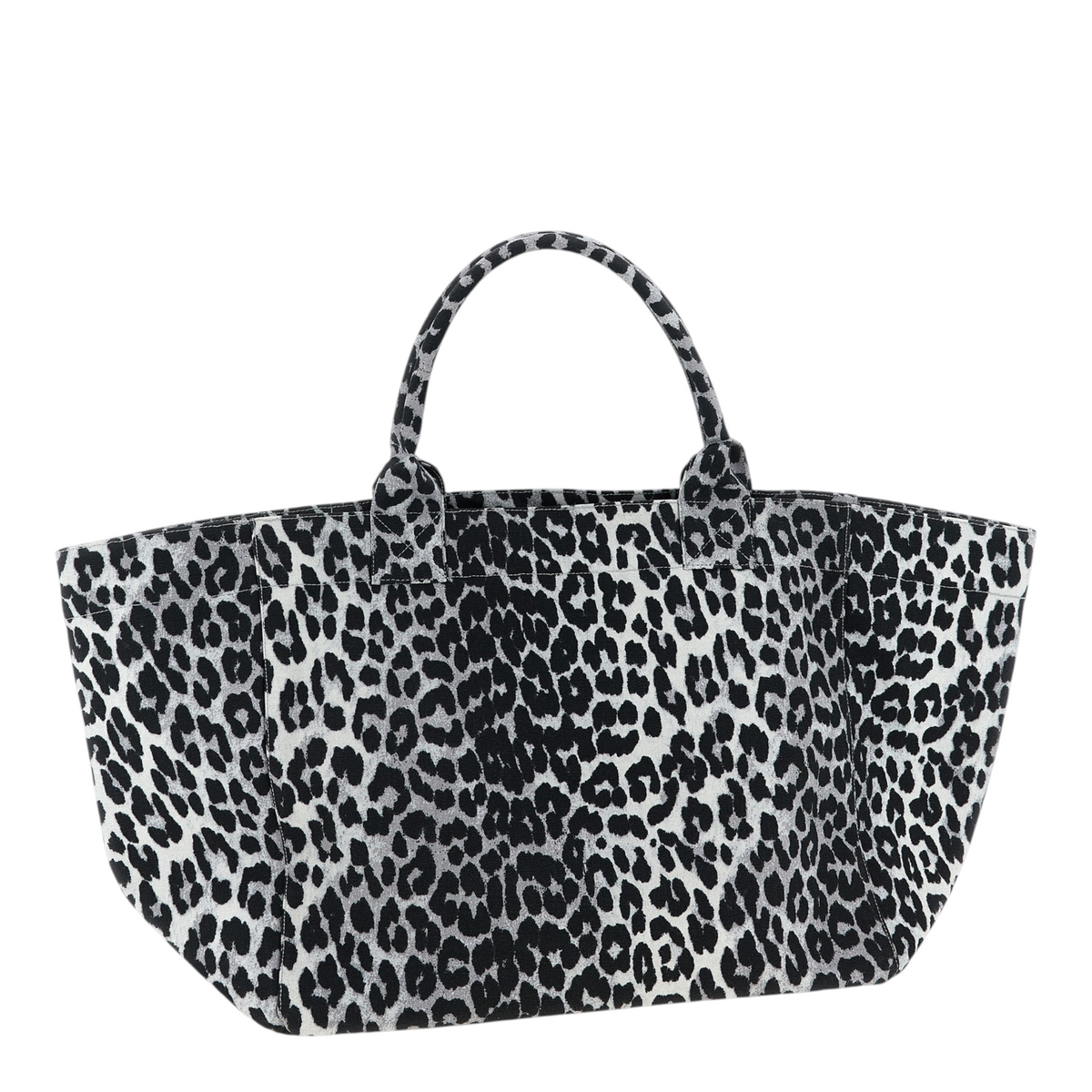 Bolso tote mediano XT & Co de algodón reciclado gris con estampado de leopardo y detalles de lentejuelas