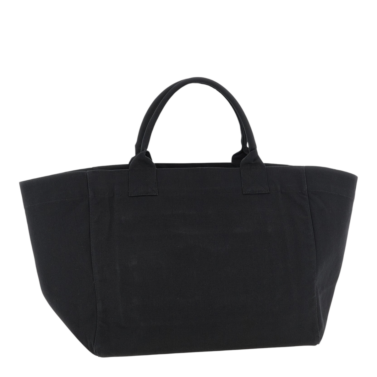 Bolso tote XXL negro de lona de algodón reciclado de XT & Co con estampado de cerezas en la parte frontal