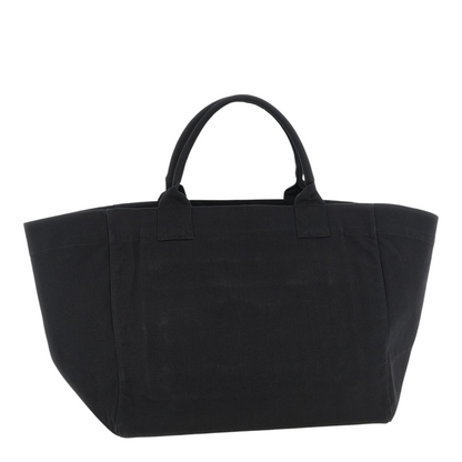 Bolso tote XXL negro de lona de algodón reciclado de XT & Co con estampado de cerezas en la parte frontal