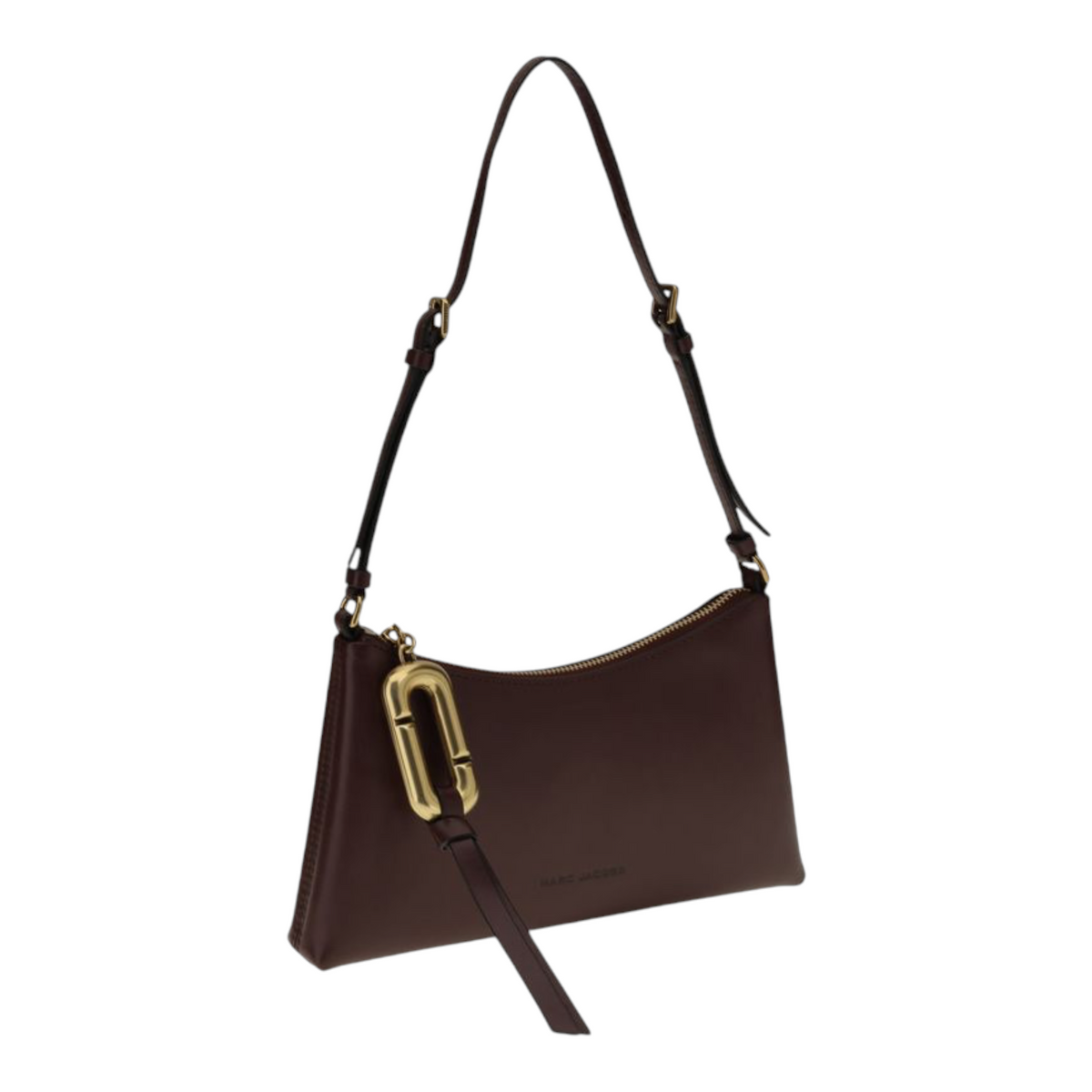 Bolso mini The Pouch de XT & Co en piel marrón suave con cremallera metálica y correas ajustables extraíbles.