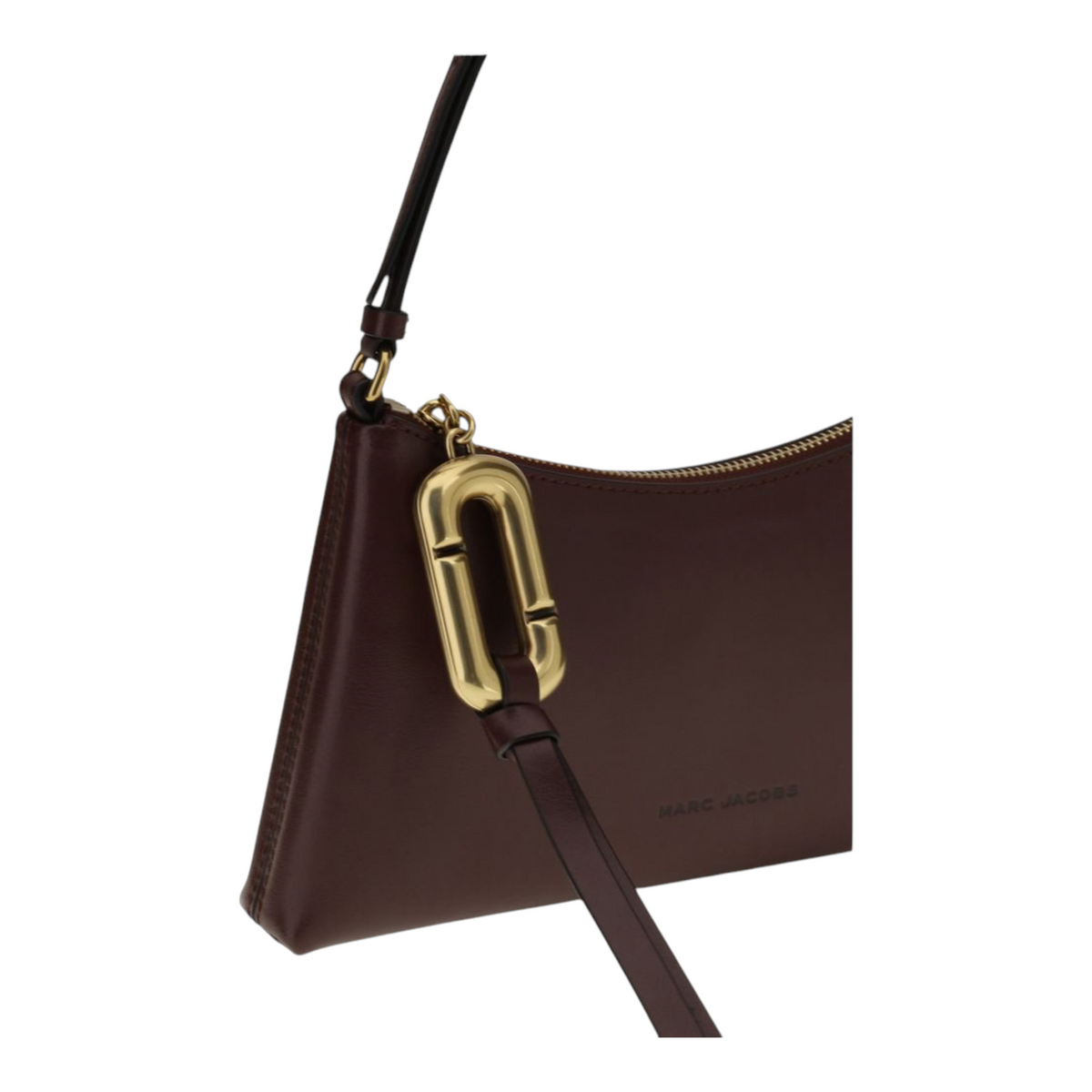 Bolso mini The Pouch de XT & Co en piel marrón suave con cremallera superior y tirador metálico dorado Pop J Marc