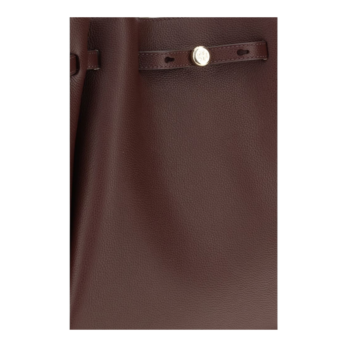 Bolso tote Romy de XT & Co en piel granulada color burdeos con detalle de cinturón fino y cierre metálico dorado
