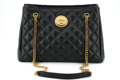 Versace Black Quilted Nappa Leather Medusa Tote Bag - XT & Co