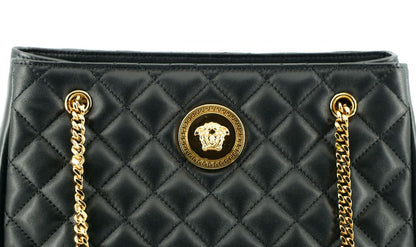 Versace Black Quilted Nappa Leather Medusa Tote Bag - XT & Co