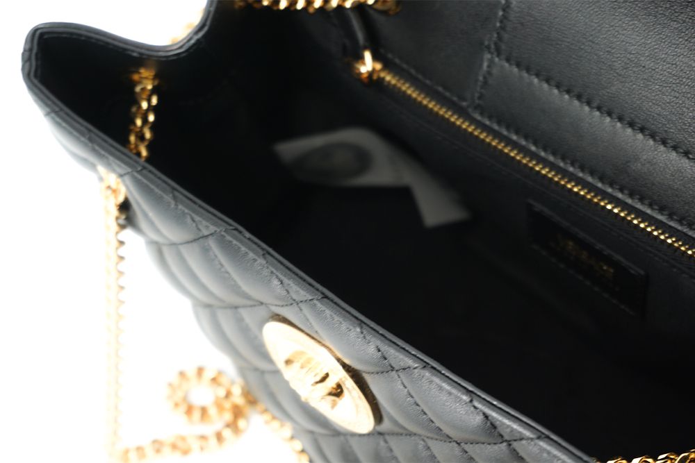 Versace Black Quilted Nappa Leather Medusa Tote Bag - XT & Co