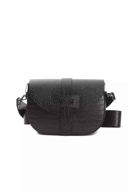 Pompei Donatella Jet Black Crocodile Crossbody Bag - XT & Co