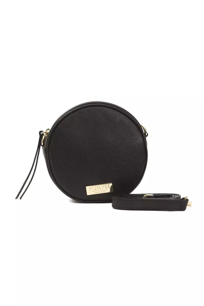 Pompei Donatella Black Oval Leather Crossbody Bag - XT & Co