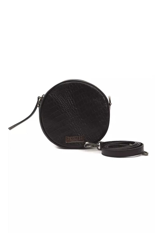 Pompei Donatella Black Crocodile Embossed Leather Crossbody Bag - XT & Co