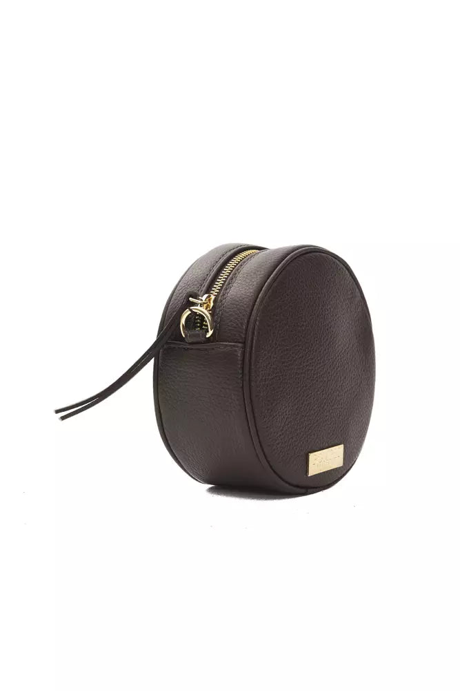 Pompei Donatella Brown Calfskin Oval Crossbody Bag - XT & Co