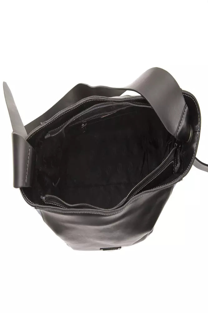 Pompei Donatella Black Calfskin Leather Shoulder Bag - XT & Co