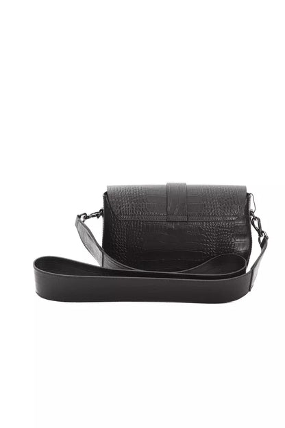Pompei Donatella Jet Black Crocodile Crossbody Bag - XT & Co