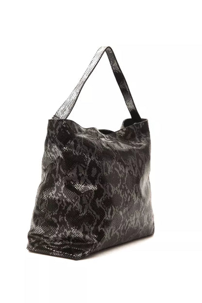 Pompei Donatella Gray Leather Python Shoulder Bag - XT & Co
