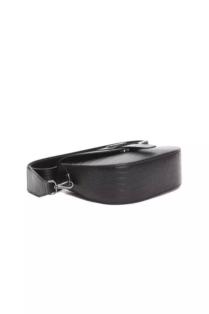 Pompei Donatella Jet Black Crocodile Crossbody Bag - XT & Co