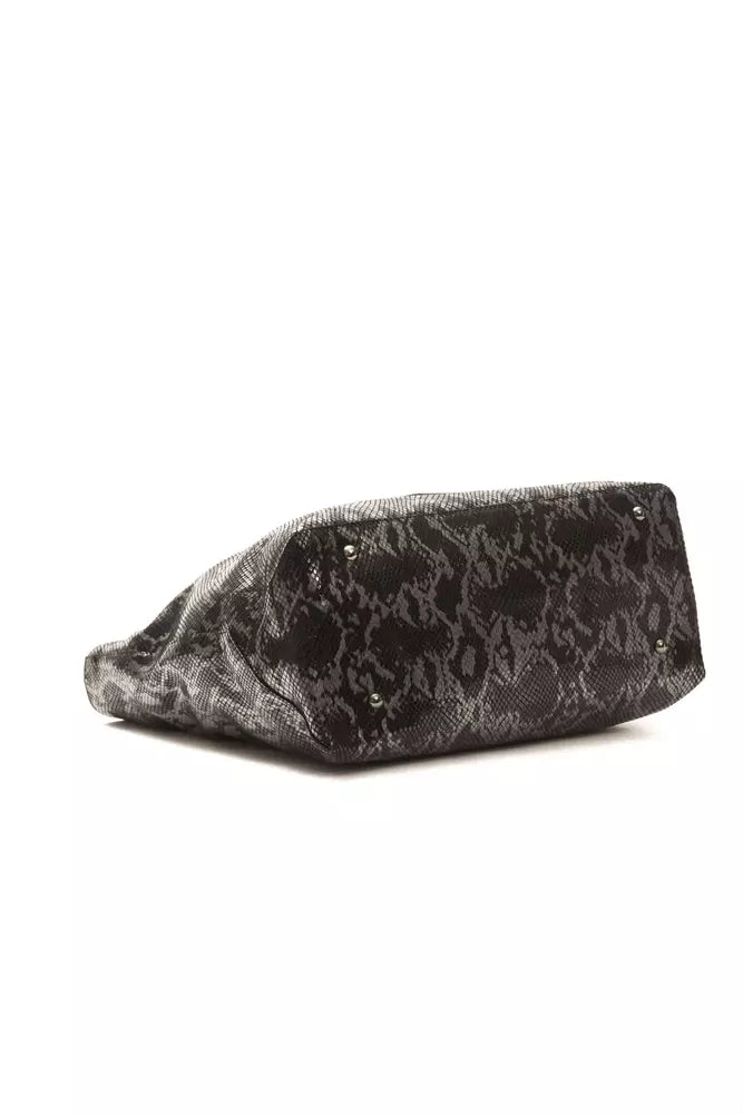 Pompei Donatella Gray Leather Python Shoulder Bag - XT & Co