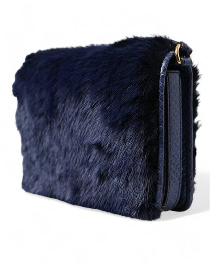 Dolce Gabbana Dark Blue Snakeskin Shoulder Bag - XT & Co