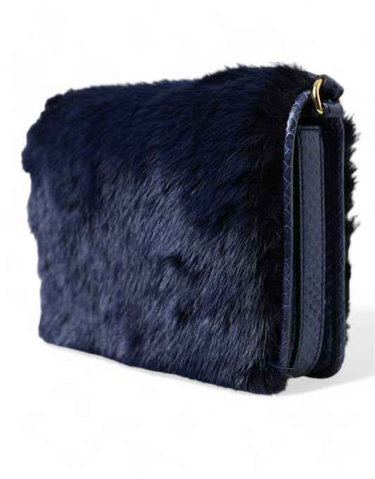 Dolce Gabbana Dark Blue Snakeskin Shoulder Bag - XT & Co