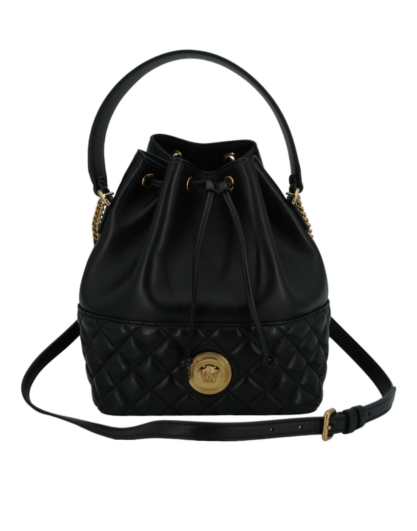 Versace Black Lamb Leather Bucket Shoulder Bag - XT & Co