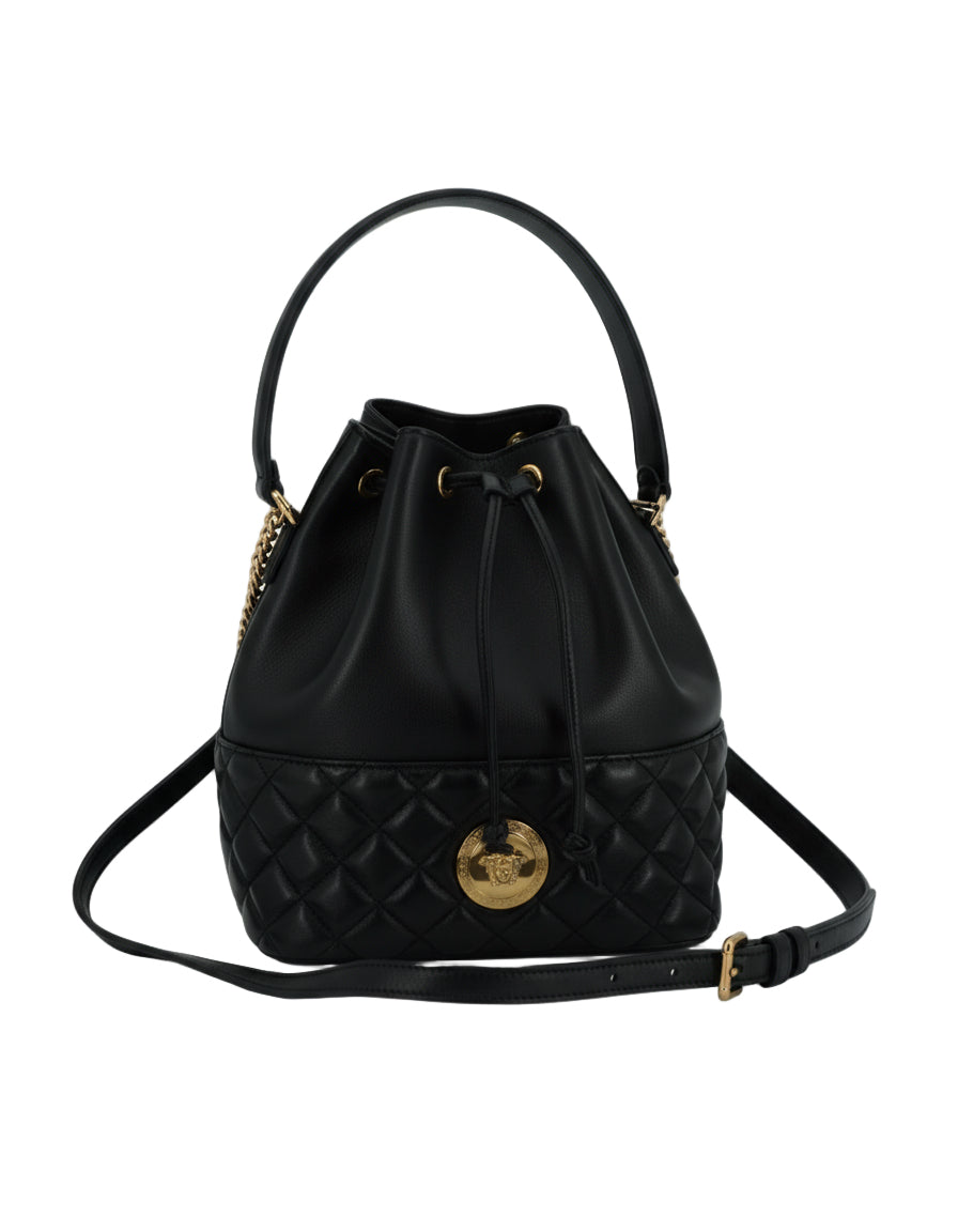 Versace Black Lamb Leather Bucket Shoulder Bag - XT & Co