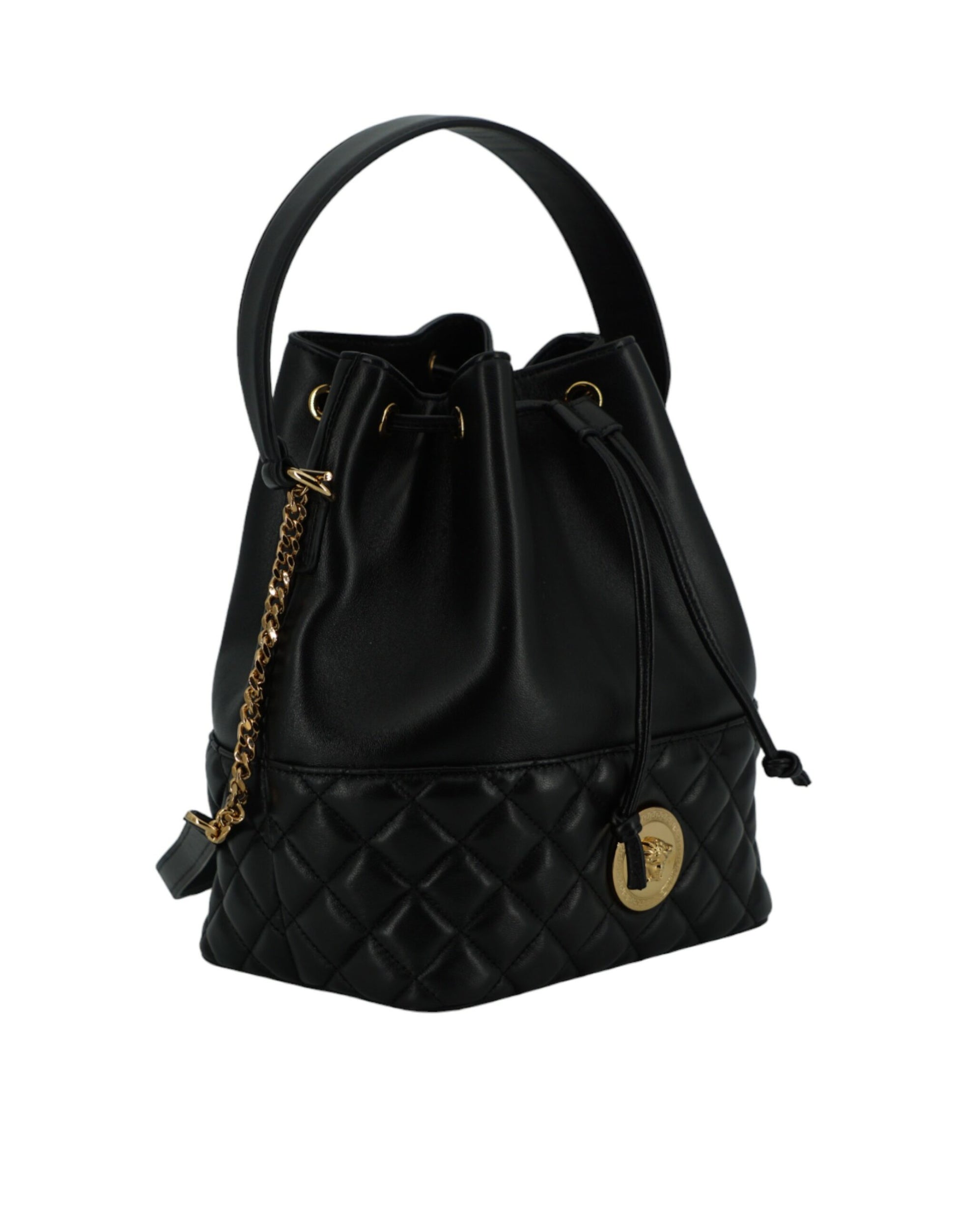 Versace Black Lamb Leather Bucket Shoulder Bag - XT & Co