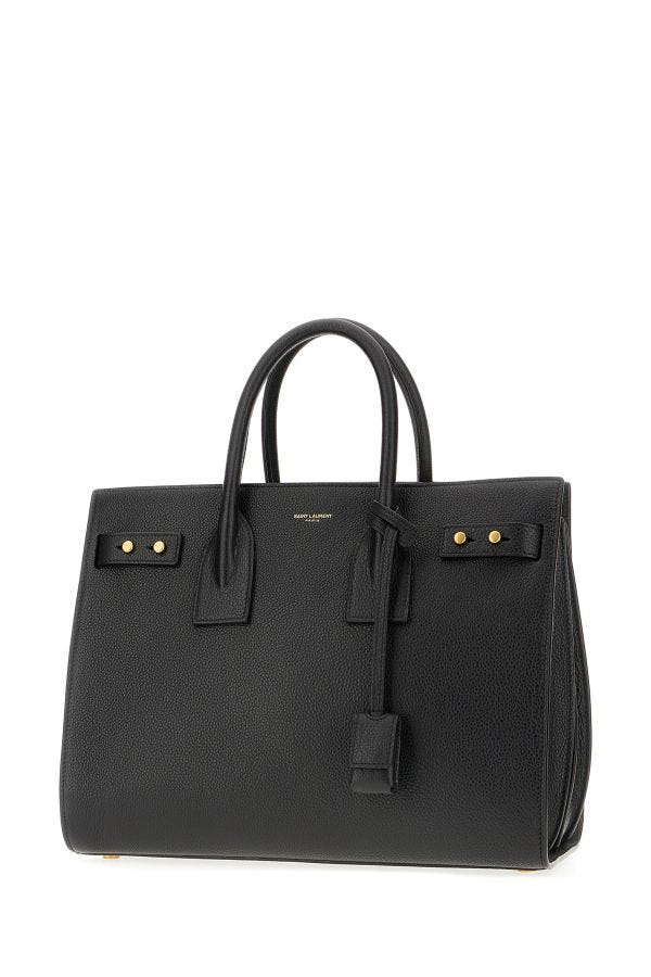 Saint Laurent Sac De Jour Small black grained leather satchel, front view
