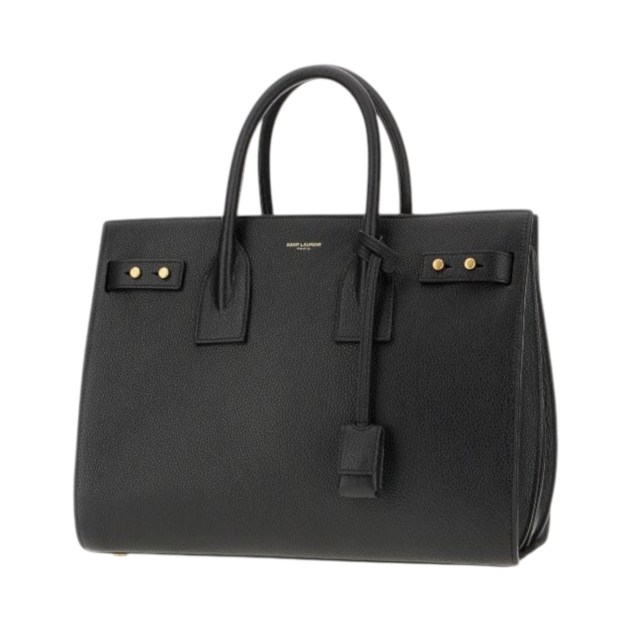 Saint Laurent Sac De Jour Small black grained leather satchel, front view