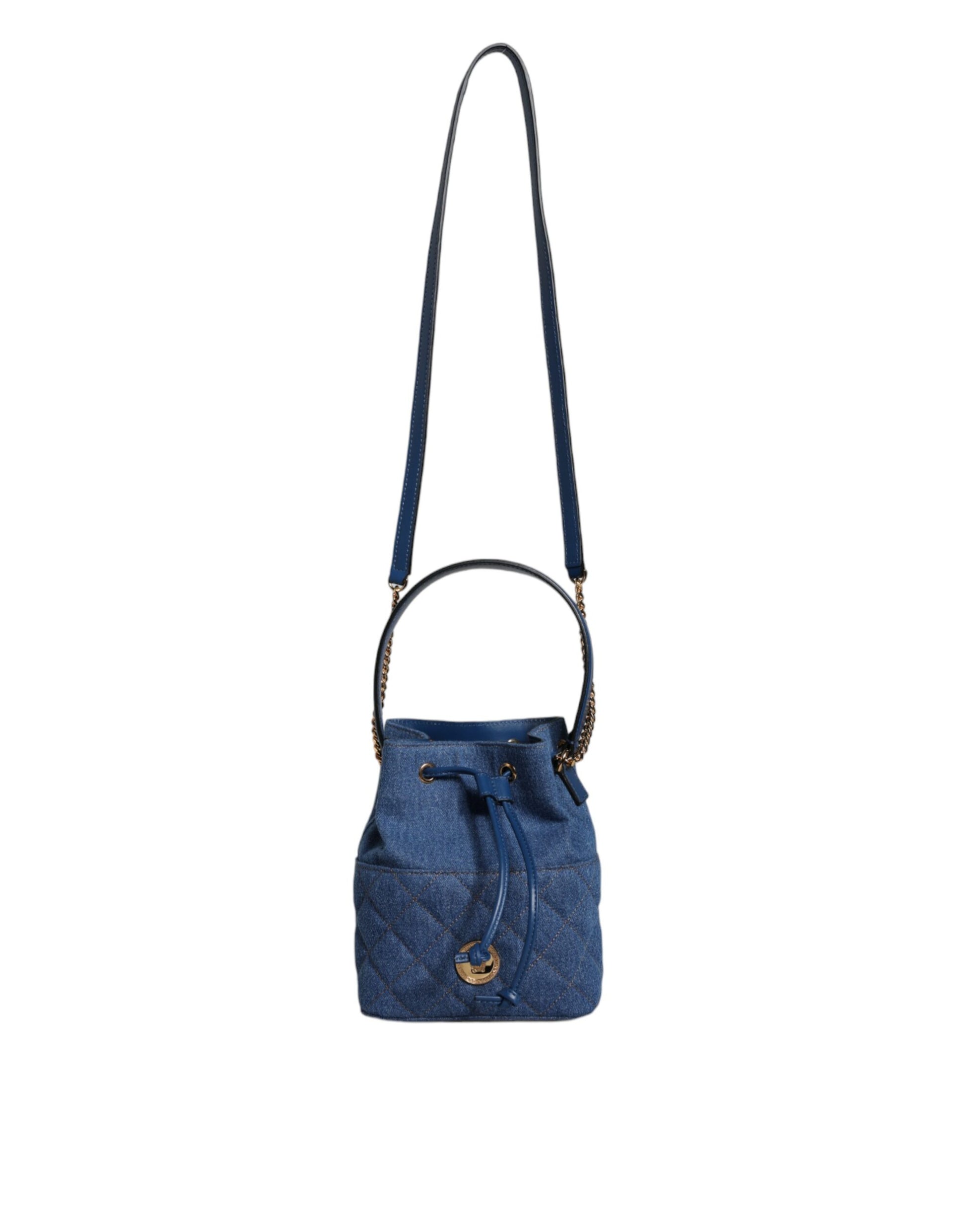 Versace Blue Quilted Denim Leather Crossbody Shoulder Bag - XT & Co