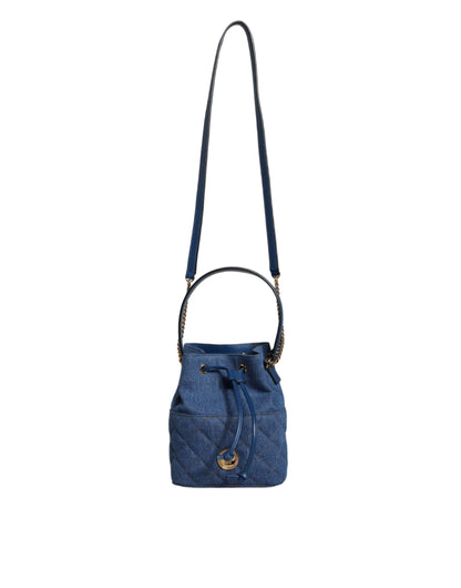 Versace Blue Quilted Denim Leather Crossbody Shoulder Bag - XT & Co