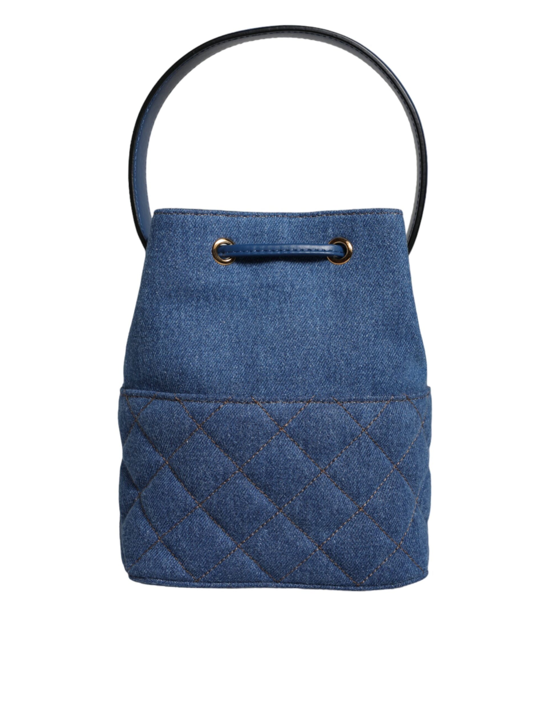 Versace Blue Quilted Denim Leather Crossbody Shoulder Bag - XT & Co