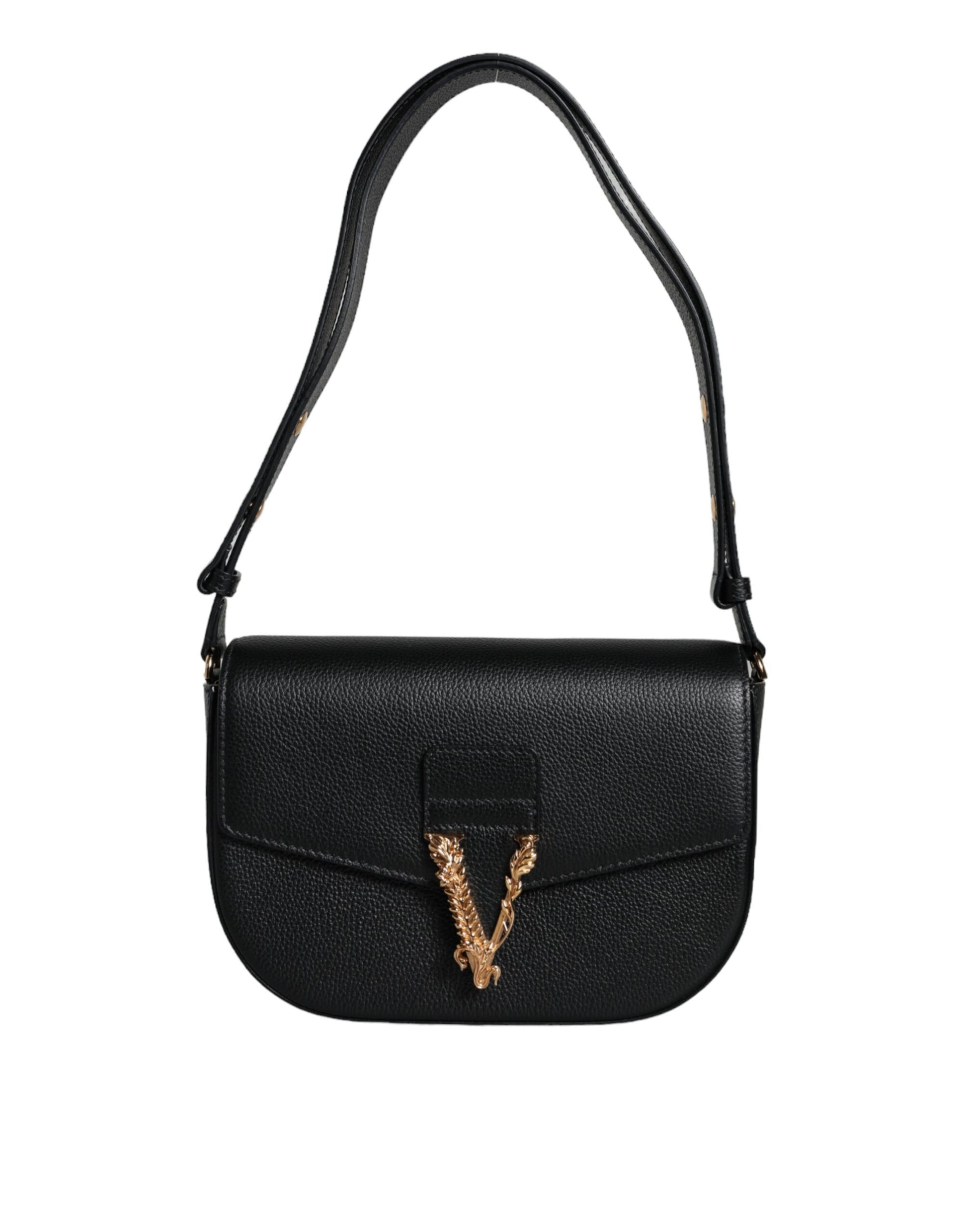 Versace  Black Calf Leather Shoulder Bag - XT & Co
