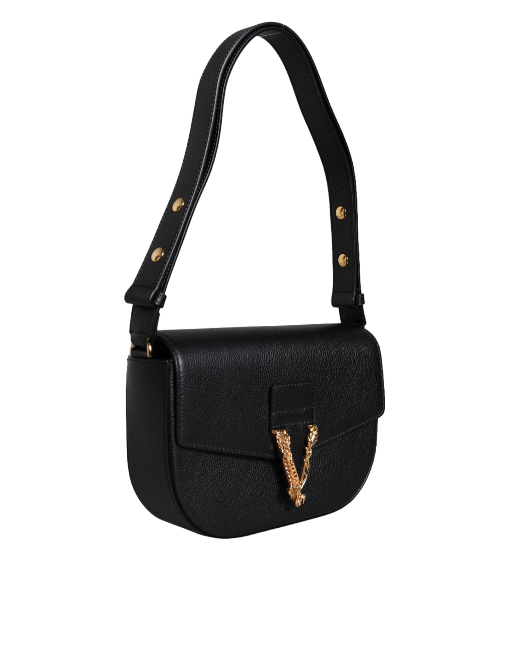 Versace  Black Calf Leather Shoulder Bag - XT & Co