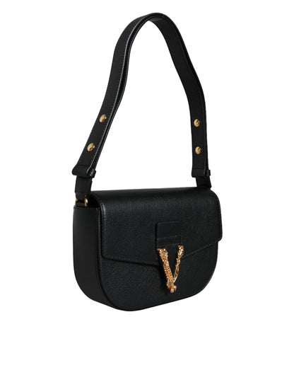 Versace  Black Calf Leather Shoulder Bag - XT & Co