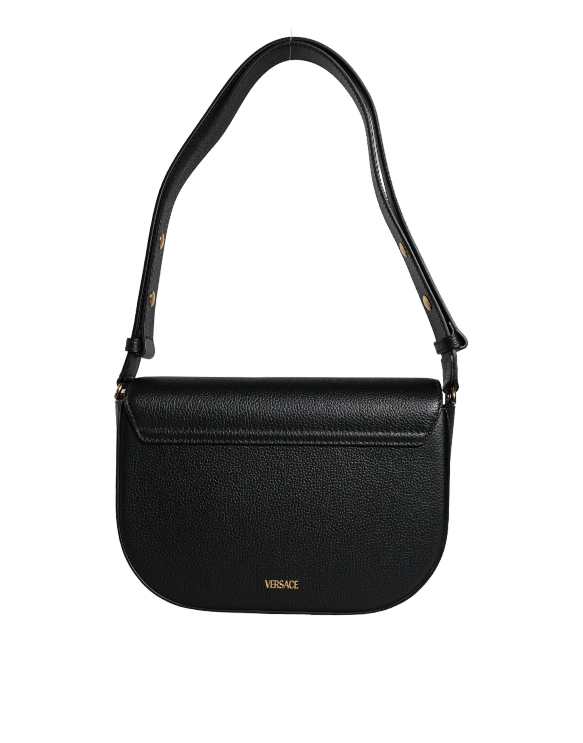 Versace  Black Calf Leather Shoulder Bag - XT & Co