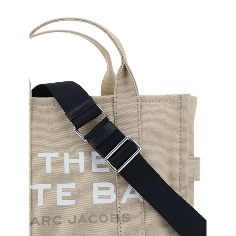 Marc Jacobs The Medium Tote Bag Natural Cotton beige canvas with black adjustable strap, front view